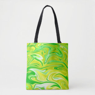 Liquidised Yellow Green Marble Pattern, Tote Bag