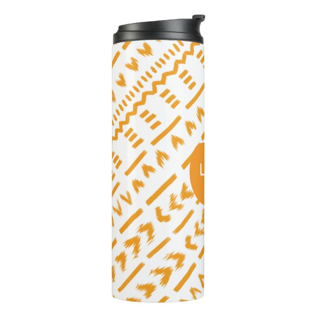 Liquidy Mudcloth African Pattern In White Thermal Tumbler (Rotated Left)