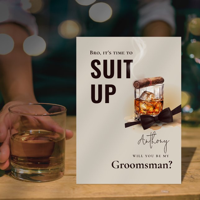 Liquor Bourbon Cigar Tuxedo Suit Up Groomsman Invitation (Liquor Bourbon Cigar Tuxedo Suit Up Groomsman Invitation)
