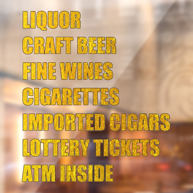 Liquor Craft Beer Fine Wines Cigars Lotto Atm Etc Window Cling (Sheet 2)