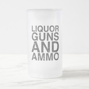 Liquor Guns & Ammo Frosted Glass Beer Mug