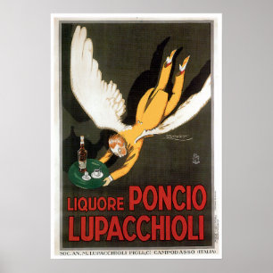 Liquore Poncio Lupacchioli Vintage Drink Ad Art Poster