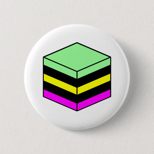 Liquorice All Sort - Mint Grn, Yellow, Magenta blk 6 Cm Round Badge