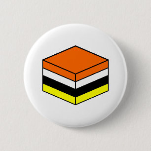 Liquorice All Sort - Orange, White, Yellow & Black 6 Cm Round Badge