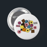 Liquorice Allsorts All Sorts Liquorice Candy Sweet 6 Cm Round Badge<br><div class="desc">Button design features an original marker illustration of a handful of delicious liquorice allsorts candies.

This illustration is also available on other products,  including coordinating party products and decor. Don't see what you're looking for? Need help with customisation? Contact Rebecca to have something designed just for you.</div>