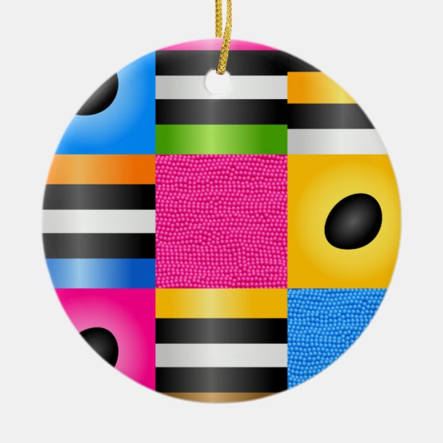 Liquorice Allsorts Candy Pixels Ceramic Tree Decoration (Front)