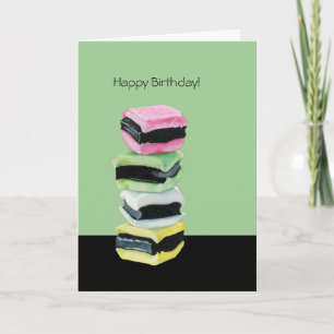 Liquorice Allsorts green Birthday Card