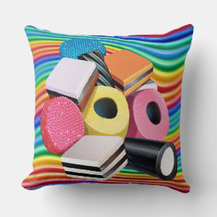 Liquorice candy rainbow cushion. cushion