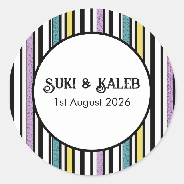 Liquorice candy stripe - wedding sticker (Front)