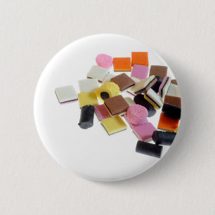 Liquorice candy with copy space 6 cm round badge
