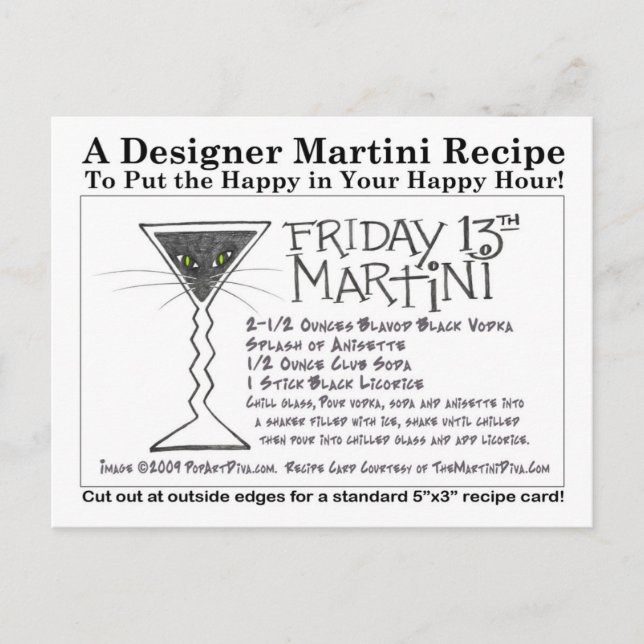 Liquorice Stick Friday 13th Martini Recipe Card (Front)