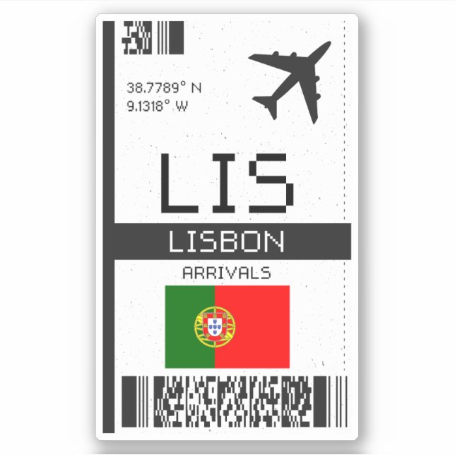 LIS Lisbon Boarding Pass - Portugal Travel (Front)