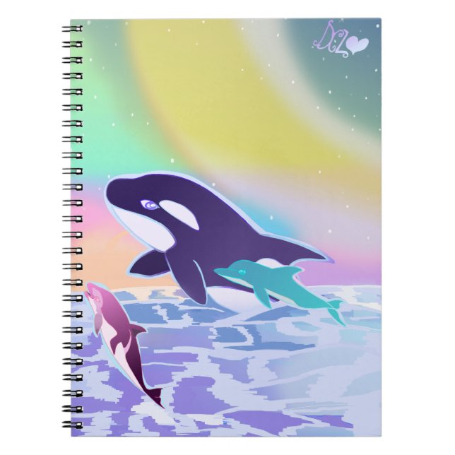 Lisa frank inspired orca and dolphin notebook (Front)