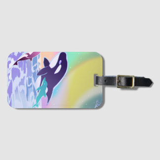 Lisa frank inspired orca and dolphin tag