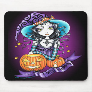 "Lisa" Halloween Pumpkin Witch Mousepad