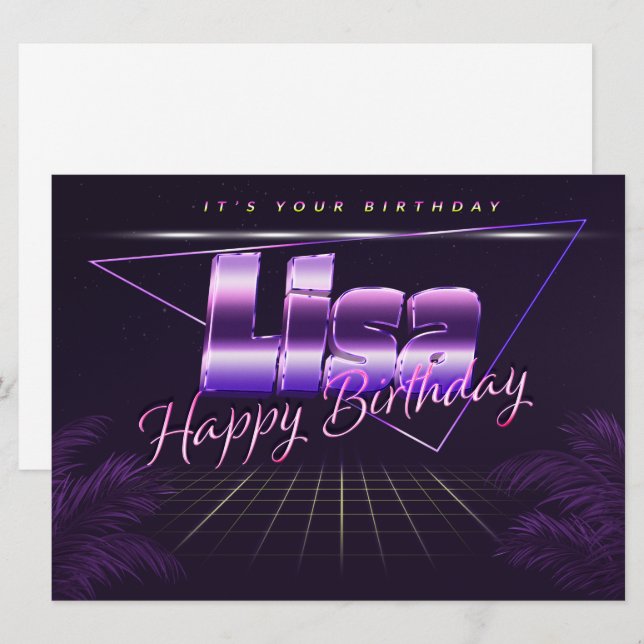 Lisa Name First name lila retro card Birthday (Front/Back)