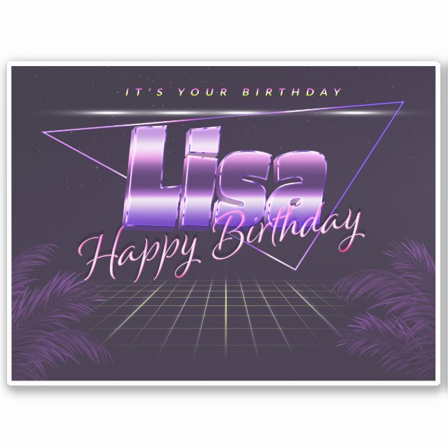 Lisa Name First name lila retro Sticker Birthday (Front)