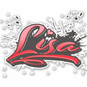 Lisa red Heart Graffiti Sticker
