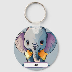 Lisa the Baby Elephant, With Custom Nametag!  Key Ring