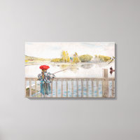 Lisbet Fishing by Carl Larsson, Vintage Fine Art