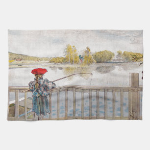 Lisbeth Fishing by Carl Larsson Tea Towel