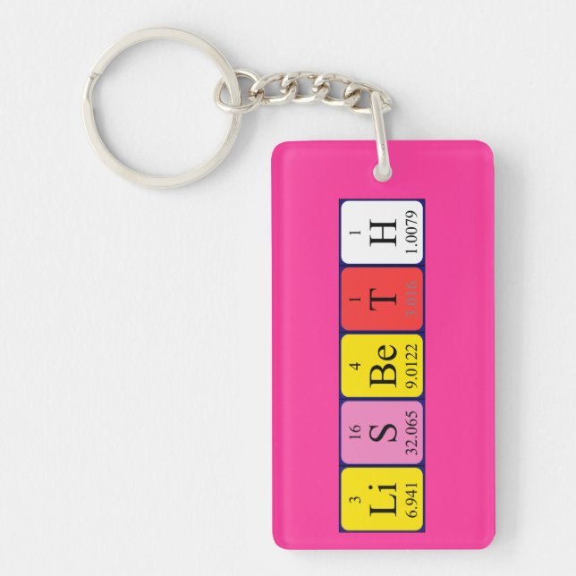 Lisbeth periodic table name keyring (Front)