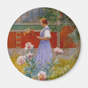 Lisbeth with Peonies Magnet