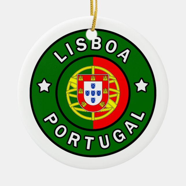 Lisboa Portugal Ceramic Tree Decoration (Front)