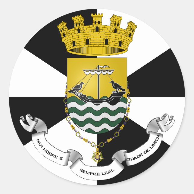 Lisboa, Portugal flag Classic Round Sticker (Front)