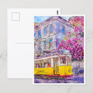 Lisboa Portugal Travel Place Watercolor Postcard