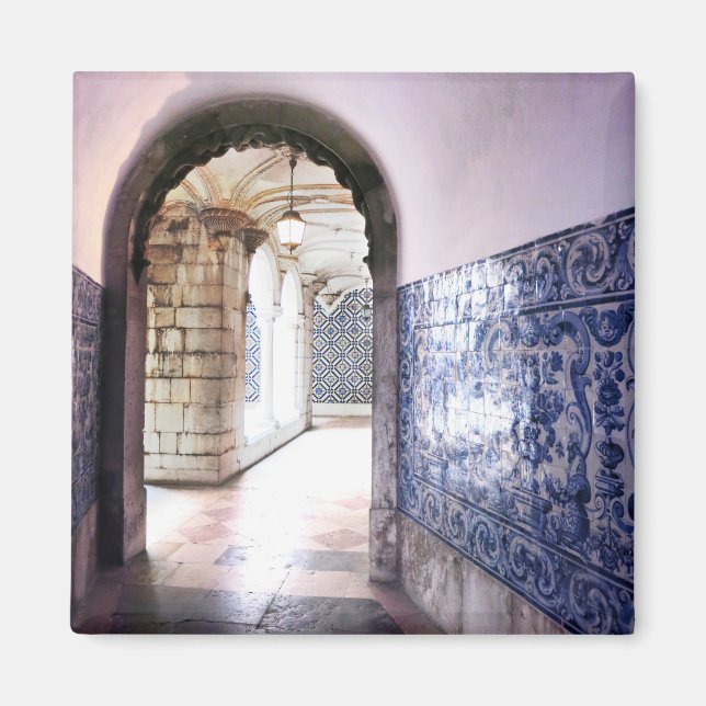 Lisbon Azulejos & Arches Portugal Photo Magnet (Front)