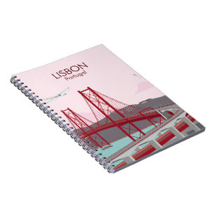 Lisbon bridge over Tagus river in vintage  Notebook