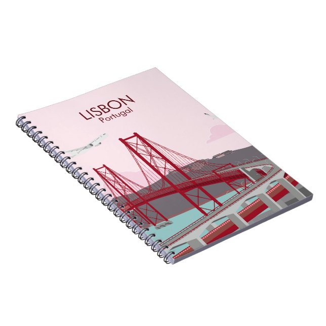 Lisbon bridge over Tagus river in vintage  Notebook (Right Side)