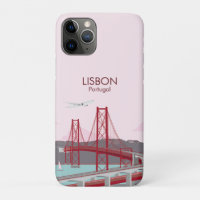 Lisbon bridge over Tagus river in vintage style