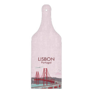 Lisbon bridge over Tagus river in vintage style Cutting Board