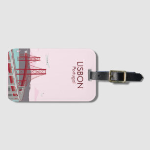 Lisbon bridge over Tagus river in vintage style  Luggage Tag