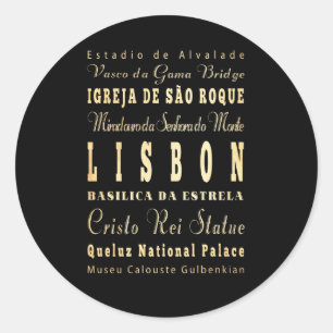 Lisbon City of Portugal Typography Art Classic Round Sticker