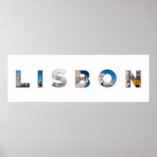 lisbon city portugal landmark inside text symbol poster
