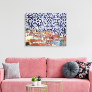 Lisbon City Portuguese Tiles Montage - Azulejo Canvas Print