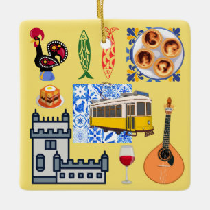 Lisbon City Symbols Ceramic Ornament