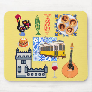 Lisbon City Symbols Mouse Mat