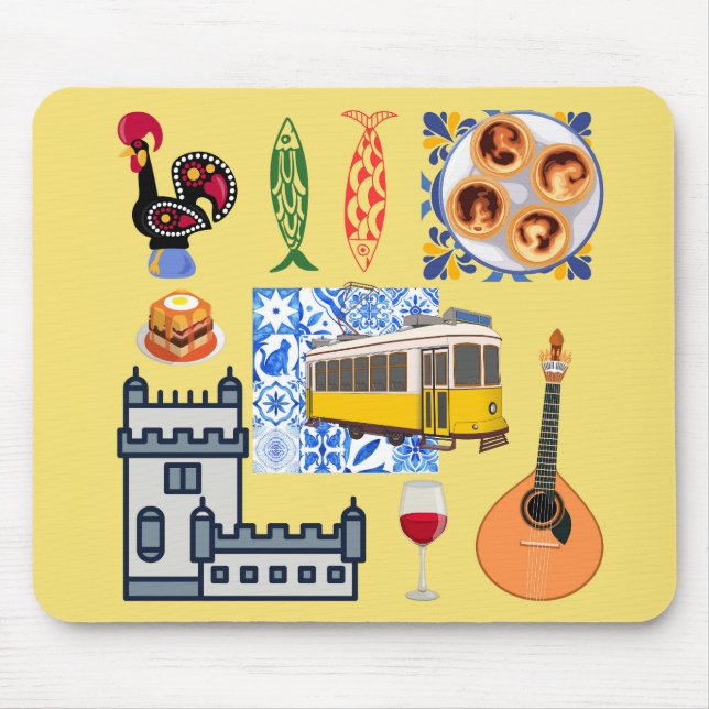  Lisbon City Symbols Mouse Mat (Front)