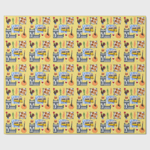 Lisbon City Symbols Wrapping Paper