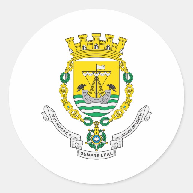 Lisbon Coat Of Arms Classic Round Sticker (Front)