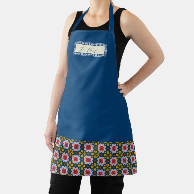 Lisbon colourful tiles or azulejos pattern apron (Insitu)