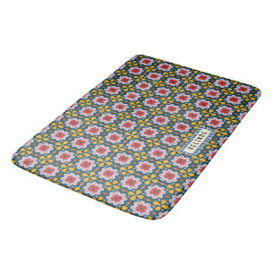 Lisbon colourful tiles or azulejos pattern bath mat