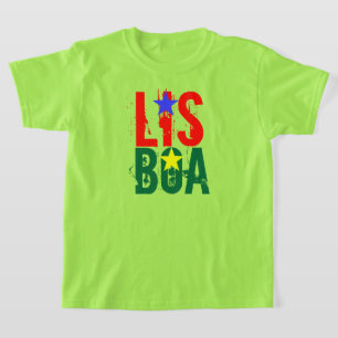 LISBON: CREATIVE TEXT IN GREEN AND RED T-Shirt