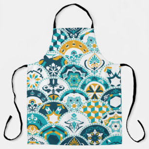Lisbon geometric Azulejo tile pattern, Portuguese Apron