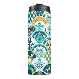 Lisbon geometric Azulejo tile pattern, Portuguese  Thermal Tumbler