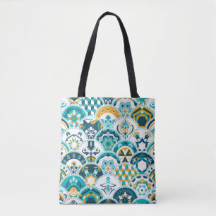 Lisbon geometric Azulejo tile pattern, Portuguese  Tote Bag